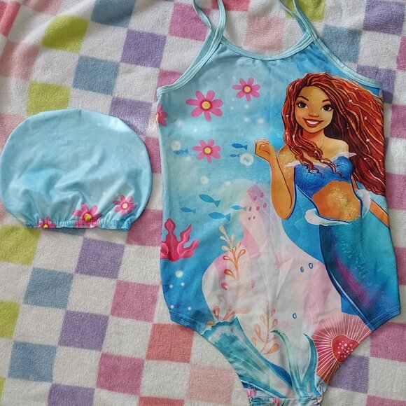 Girls Mermaid Bathing suit and Cap Size 9/10 - Picture 4 of 6